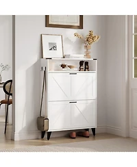gaomon Shoe Cabinet with 2 Flip Drawers Hidden Wood Shoe Cabinet Freestanding Shoe Storage Cabinet Farmhouse Shoe Cabinet Storage Slim Shoe Cabinet fo