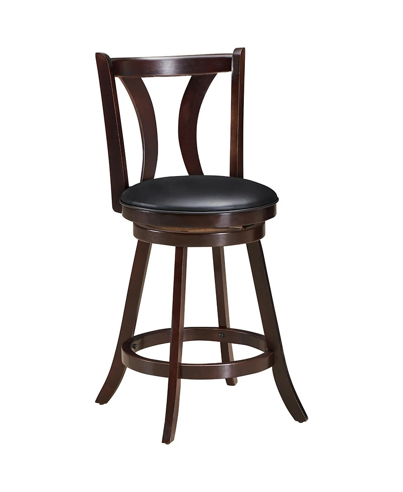 Gymax Set of 2 Swivel Bar stool 24'' Counter Height Leather Padded Dining Kitchen Chair