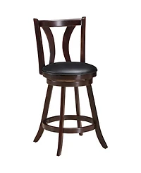 Gymax Set of 2 Swivel Bar stool 24'' Counter Height Leather Padded Dining Kitchen Chair