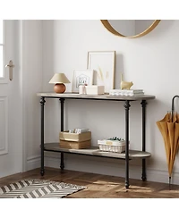 gaomon Narrow Entryway Table, 2 Tier Industrial Console Table with Storage Shelf, Thin Behind Couch Table, Farmhouse Skinny Sofa Table for Hallway, En