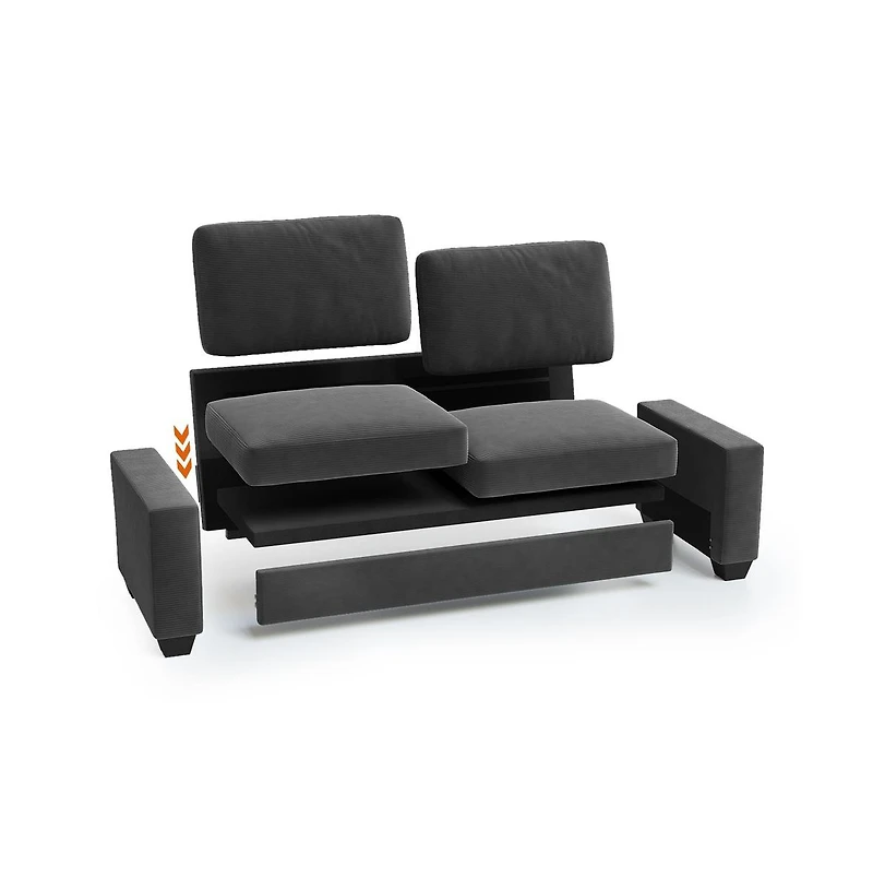 Comfy Couch for Living Room, 83-inch Corduroy Sofa with Removable Cover, 3 Seater Modern Deep Seats Bedroom Apartment Home Office,