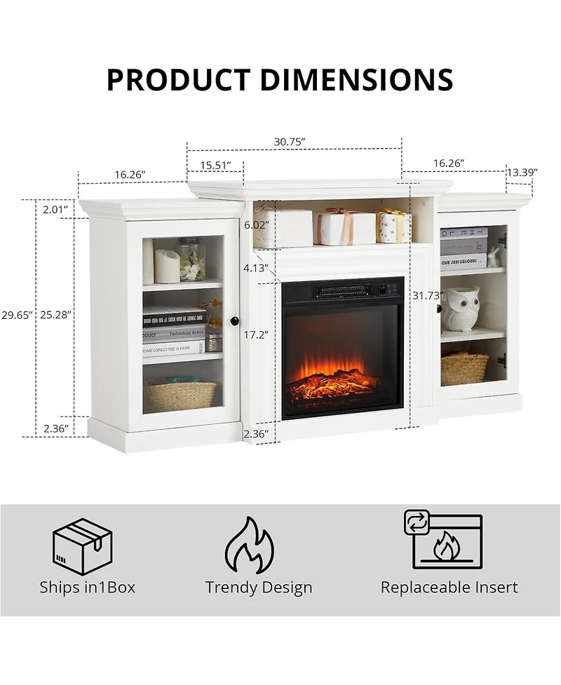 gaomon White Farmhouse Fireplace Tv Stand with 3-d Real Flame