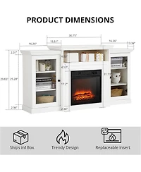 gaomon White Farmhouse Fireplace Tv Stand with 3-d Real Flame