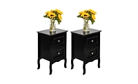 Slickblue 2pcs Country Style Two-Tier Night Tables Large Size Black (Same model: 46330063)