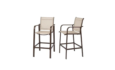 Slickblue 2PCS Wrought Iron Frame Garden Bar Chairs with Cloth Surface