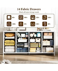 gaomon 14 Drawer Dresser, 63 Inch White Dresser Tv Stand