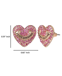 Juicy Couture Heart Crystal Stud Earrings - Gold-Tone with Crystals