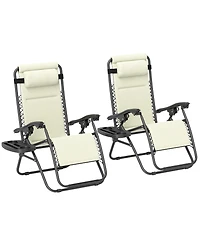 Outsunny Zero Gravity Lounge Chair Set Padded Outdoor Recliner