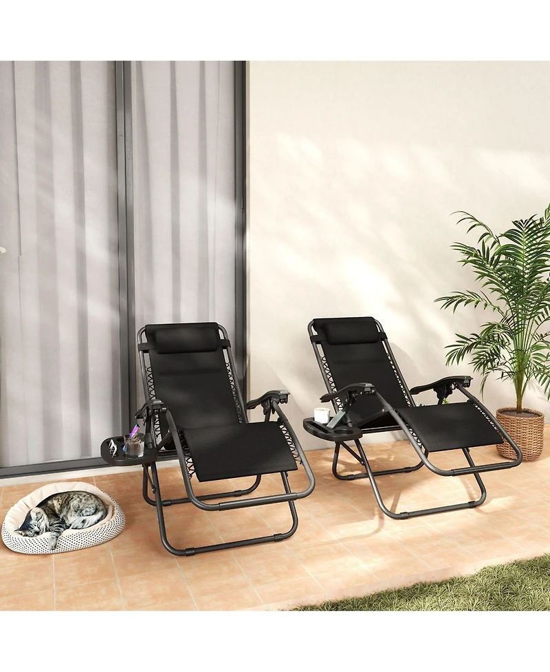 Outsunny Zero Gravity Lounge Chair Set Padded Outdoor Recliner