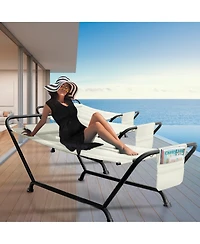 Sorbus Cozy Hammock Bed- Patio Hammock with Stand w/Pillow and Storage Pockets - For Patio, Garden, Backyard, Poolside