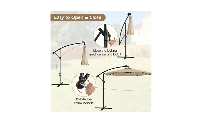 Slickblue Umbrella with Integrated Led Lights for Evening Outdoor Spaces