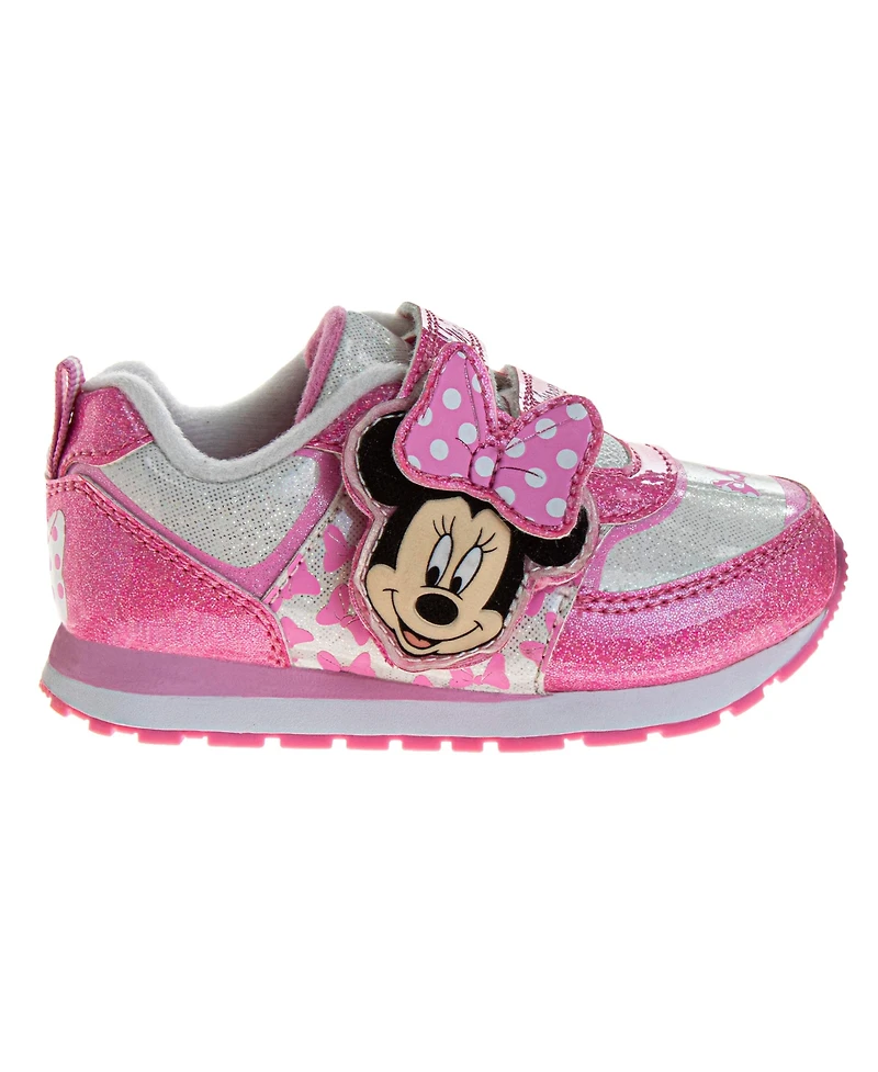Disney Toddler and Little Girls Minnie Mouse Hook Loop Light Up Sneakers