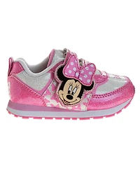 Disney Toddler and Little Girls Minnie Mouse Hook Loop Light Up Sneakers