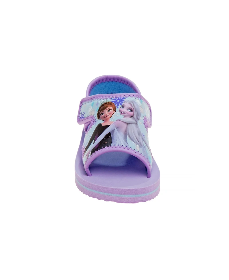 Disney Toddler and Little Girls Frozen Anna and Elsa Dual Sizes Hook and Loop Sandals