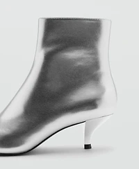 Mango Women's Metallic Effect Pointed Toe Boots