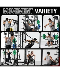 Mikolo Smith Machine, 2200lbs Squat Rack with Lat-Pull Down System & Cable Crossover Training Equipment Leg Hold-Down Attachment