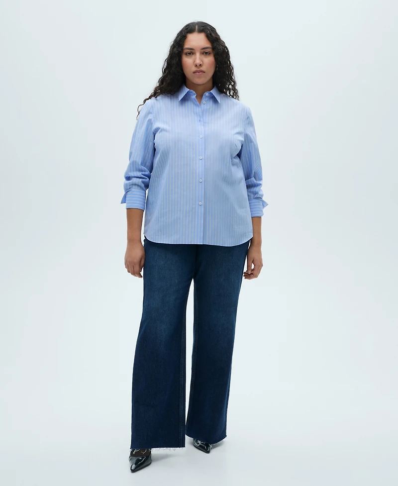 Mango Women's Regular Cotton Lyocell Blend Shirt