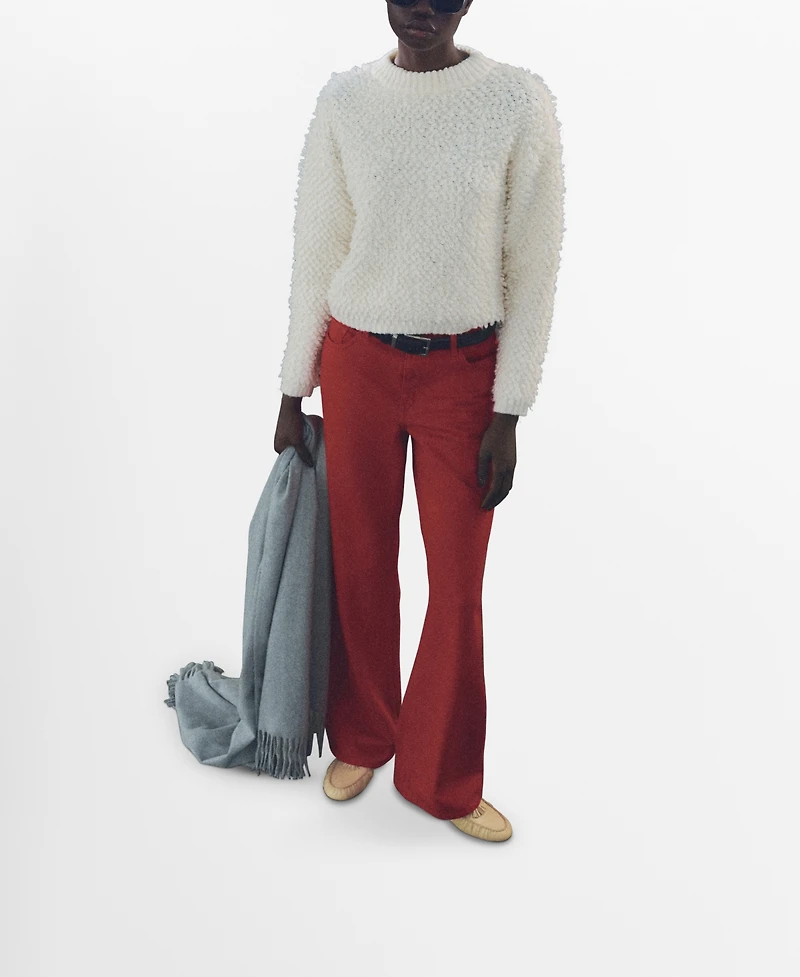 Mango Women's Round Neck Boucle Sweater