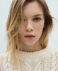 Mango Women's Striped Braided Sweater