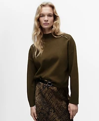 Mango Women's Zipper Detail Perkins Neck Sweater