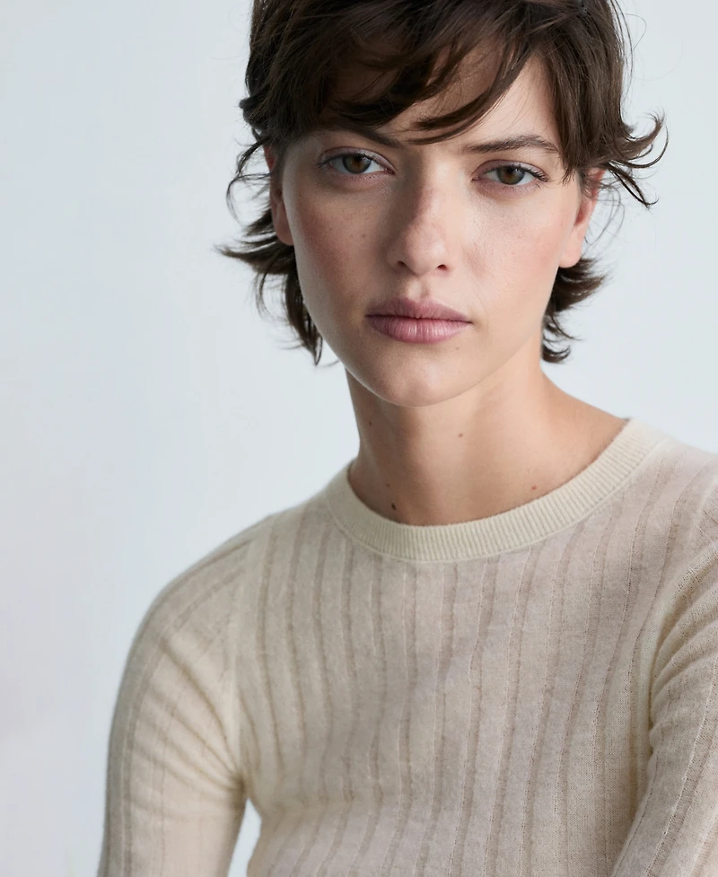 Mango Women's Ribbed Round Neck Sweater