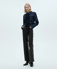Mango Women's Leather-Effect Straight Pants