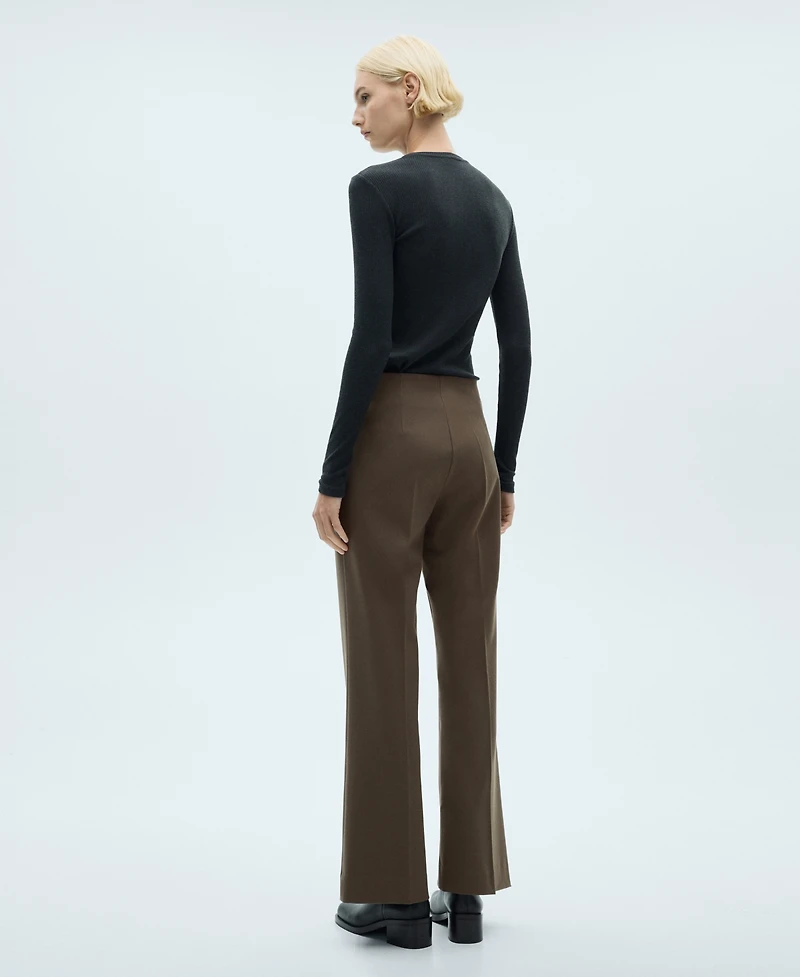 Mango Women's Mid-Rise Flared Pants