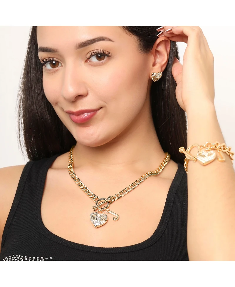 Juicy Couture Gold-Tone Heart and Logo Toggle Charm Necklace