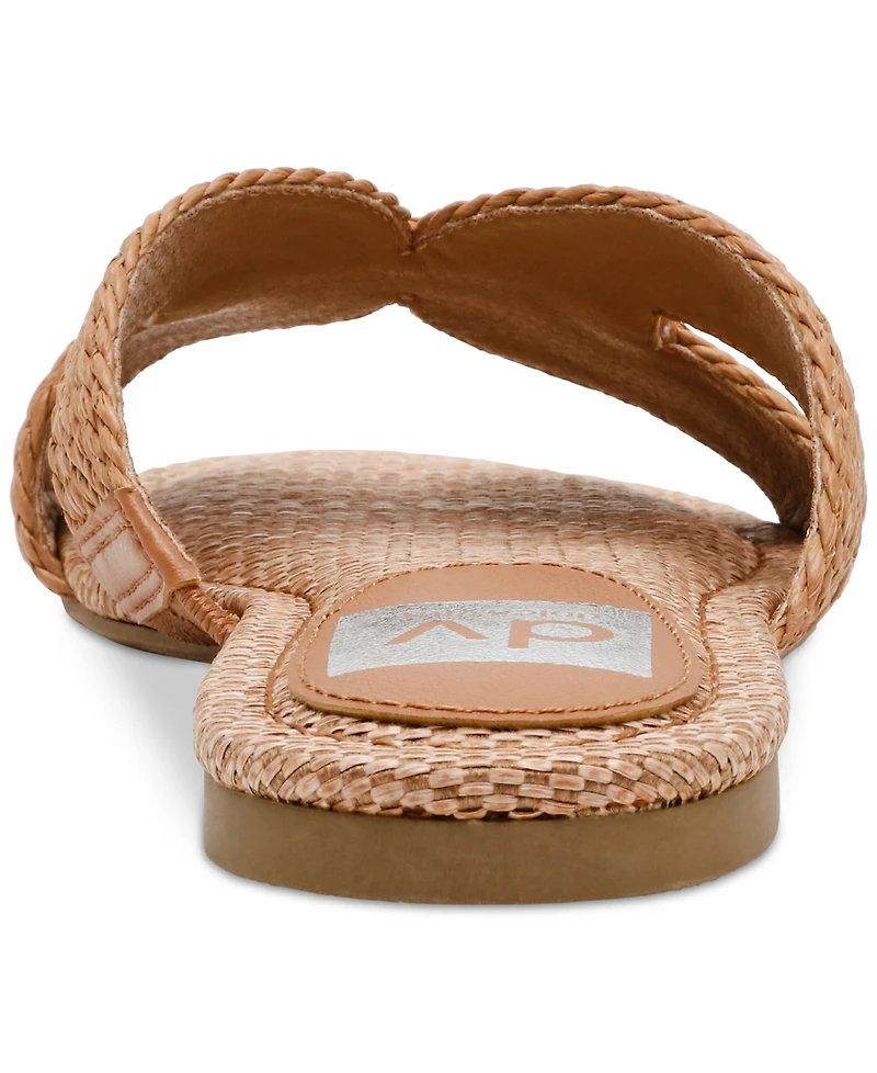 Dv Dolce Vita Women's Geeya Raffia Criss Cross Strap Flat Slide Sandals
