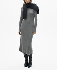 Mango Women's Perkins Collar Flared Knit Dress