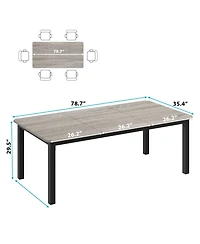 gaomon Industrial Dining Table for 68 People, 78.7" Long Kitchen Table, Wood Dining Table, Kitchen & Dining Room Table