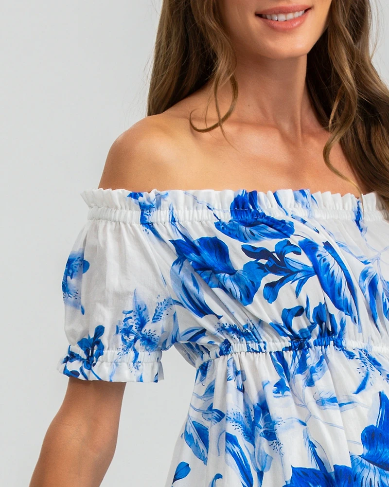Pietro Brunelli Maternity Maternity Off-the-Shoulder Floral Knee-Length Dress Lola