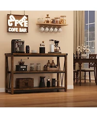 gaomon Farmhouse Entryway Table,47 Inch Narrow Long Console Table with Storage, 3 Tier Wood Console Table for Living Room