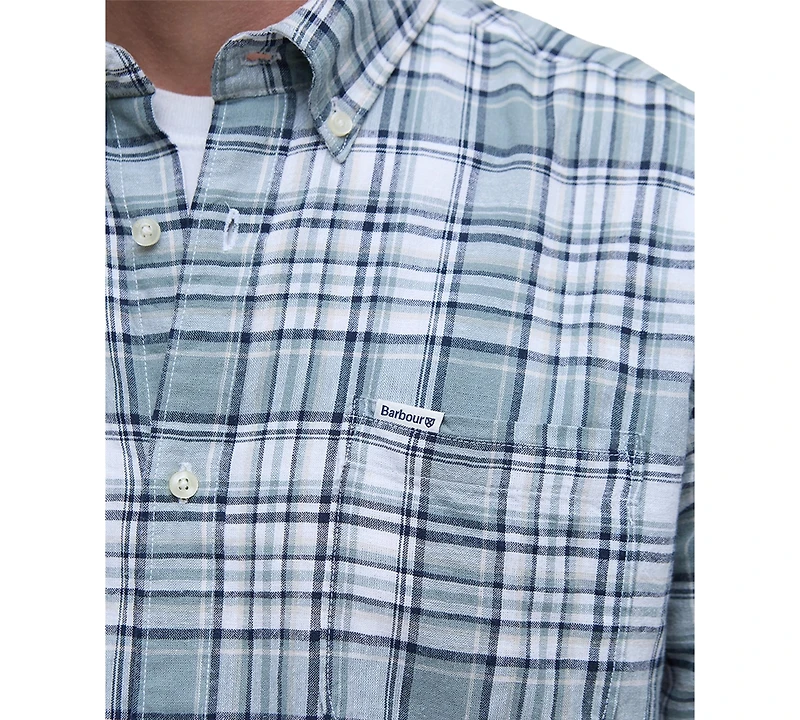 Barbour Men's Tailored-Fit Bridport Linen-Blend Plaid Shirt