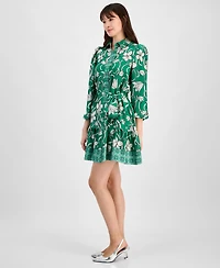 Anne Klein Women's Tiered Belted Floral-Print Dress
