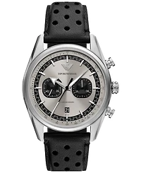 Emporio Armani Men's Chronograph Black Leather Strap Watch 42mm