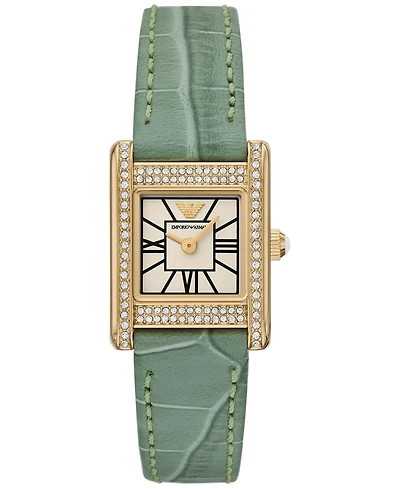 Emporio Armani Women's Green Leather Strap Watch 20mm