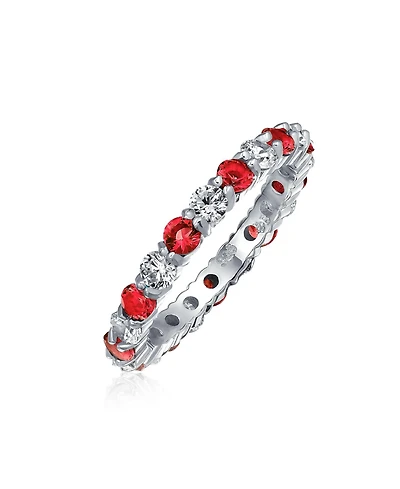 Bling Jewelry Two Color Cubic Zirconia Stackable Cz Eternity Band Ring Sterling Silver