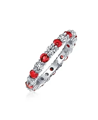 Bling Jewelry Two Color Cubic Zirconia Stackable Cz Eternity Band Ring Sterling Silver