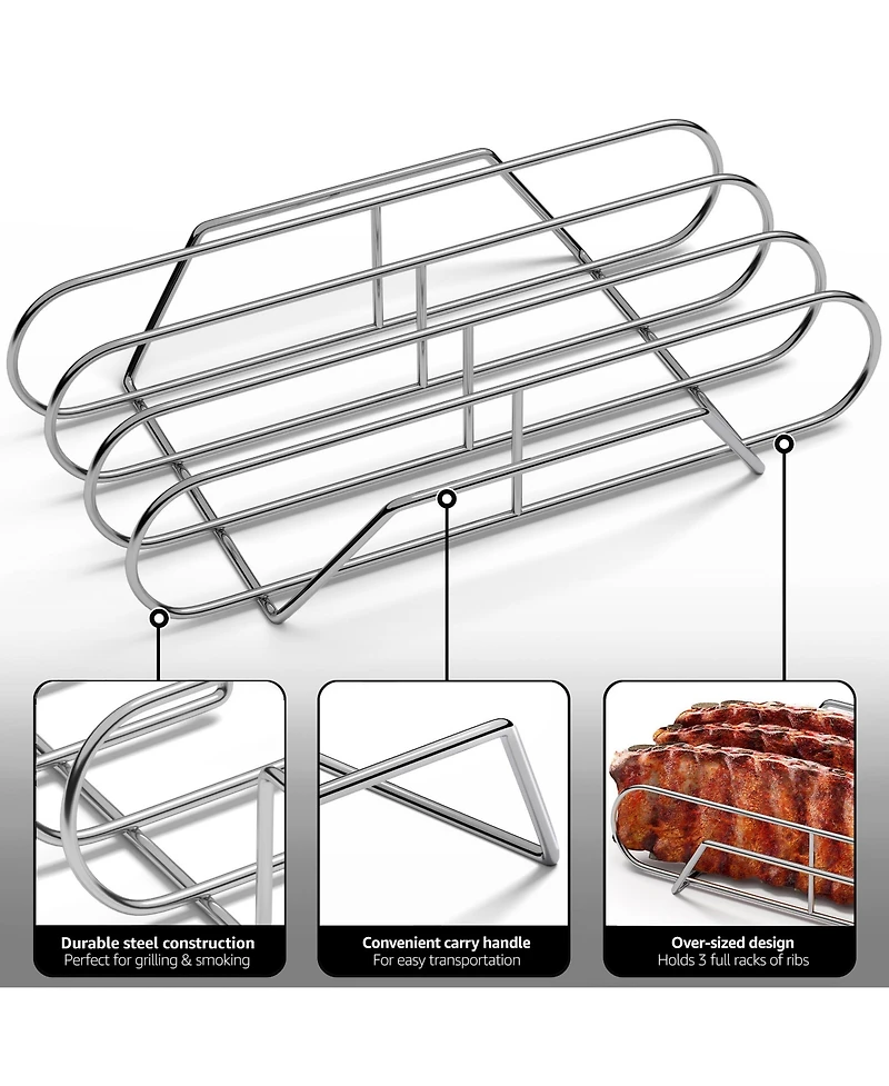 Sorbus Non-Stick Rib Rack Xl - Holds 3 Full Rib Racks for Grilling & Barbecuing