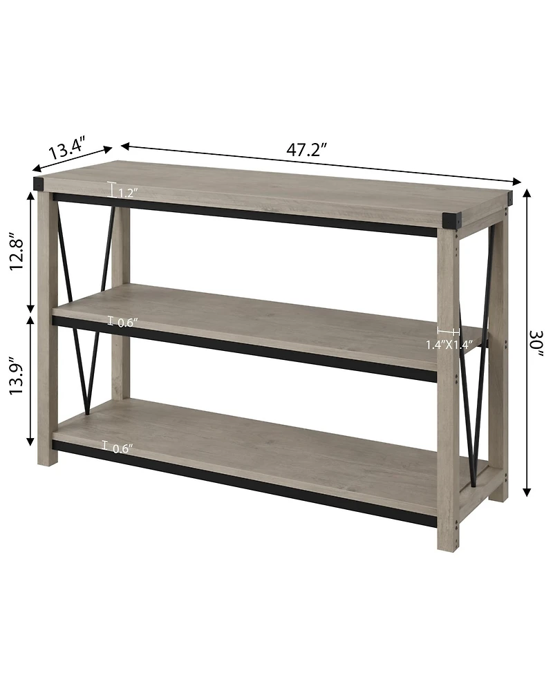 gaomon Farmhouse Entryway Table,47 Inch Narrow Long Console Table with Storage, 3 Tier Wood Console Table for Living Room, Farmhouse Sofa Tables Behin