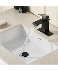 Waterfall Spout Bathroom Sink Faucet, Single Handle 1/3 Hole Deck Mount Basin Hot & Cold Water Tap for Bathroom Lavatory