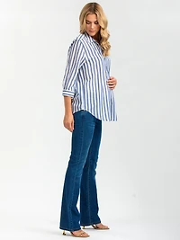 Pietro Brunelli Maternity Classic Collared 3/4 Sleeve Blouse Panarea