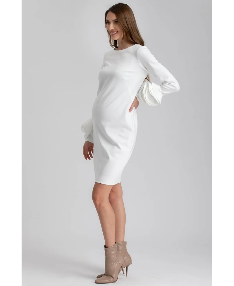 Pietro Brunelli Maternity Maternity Long Sleeve Sheath Amalfi Dress with Rose Detail