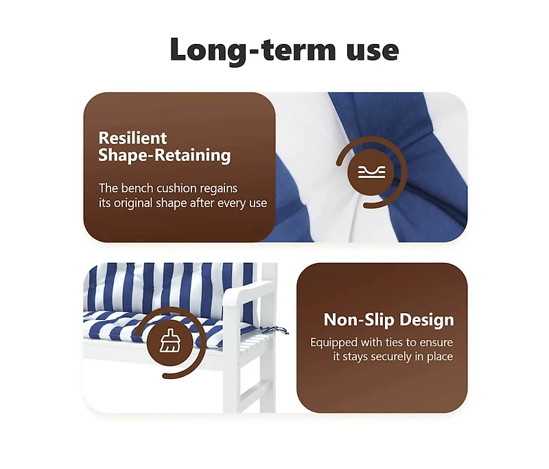 Garden Bench Cushions 2pcs Blue&White Stripe 39.4"x19.7"x2.8" Fabric