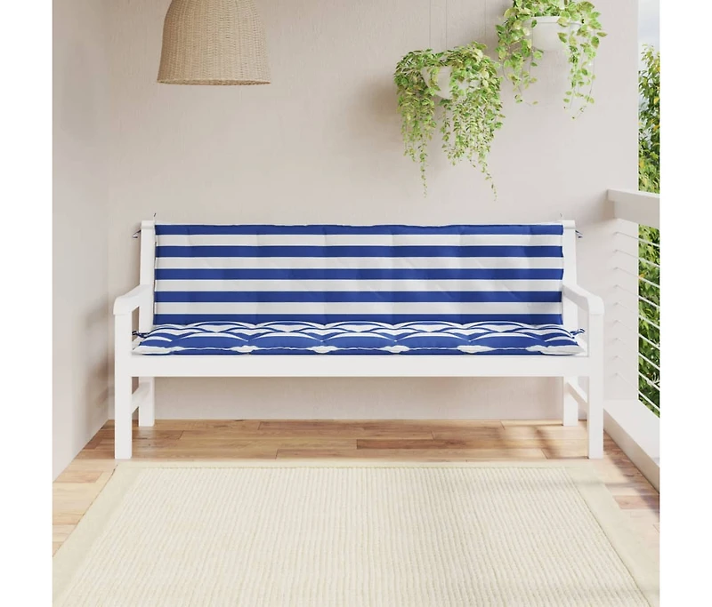 Garden Bench Cushions 2 pcs Blue&White Stripe Oxford Fabric