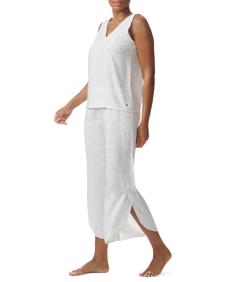 Tommy Hilfiger Women's Printed Cropped Pajama Set