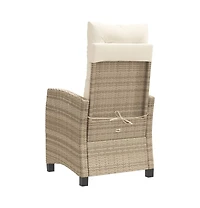 Reclining Patio Chair with Cushions Beige Poly Rattan