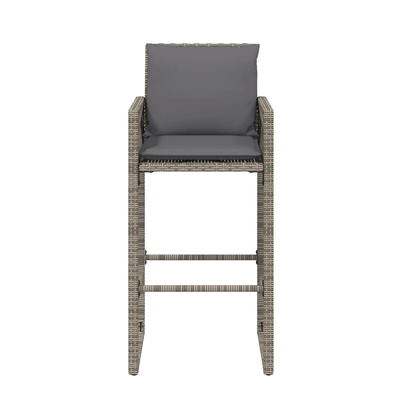 Patio Bar Stools with Cushions 2 pcs Gray Poly Rattan