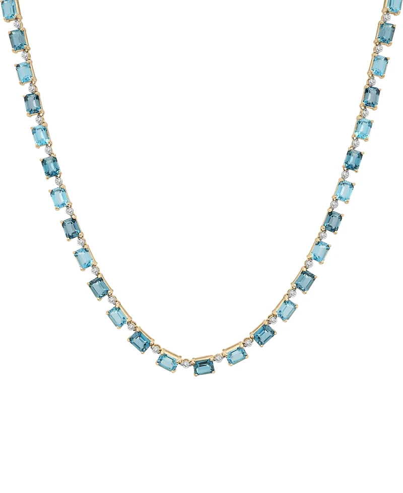 London Blue Topaz (5-7/8 ct. t.w.), Blue Topaz (4-7/8 ct. t.w.), & Diamond (3/4 ct. t.w.) 17" Collar Necklace in 14k Gold
